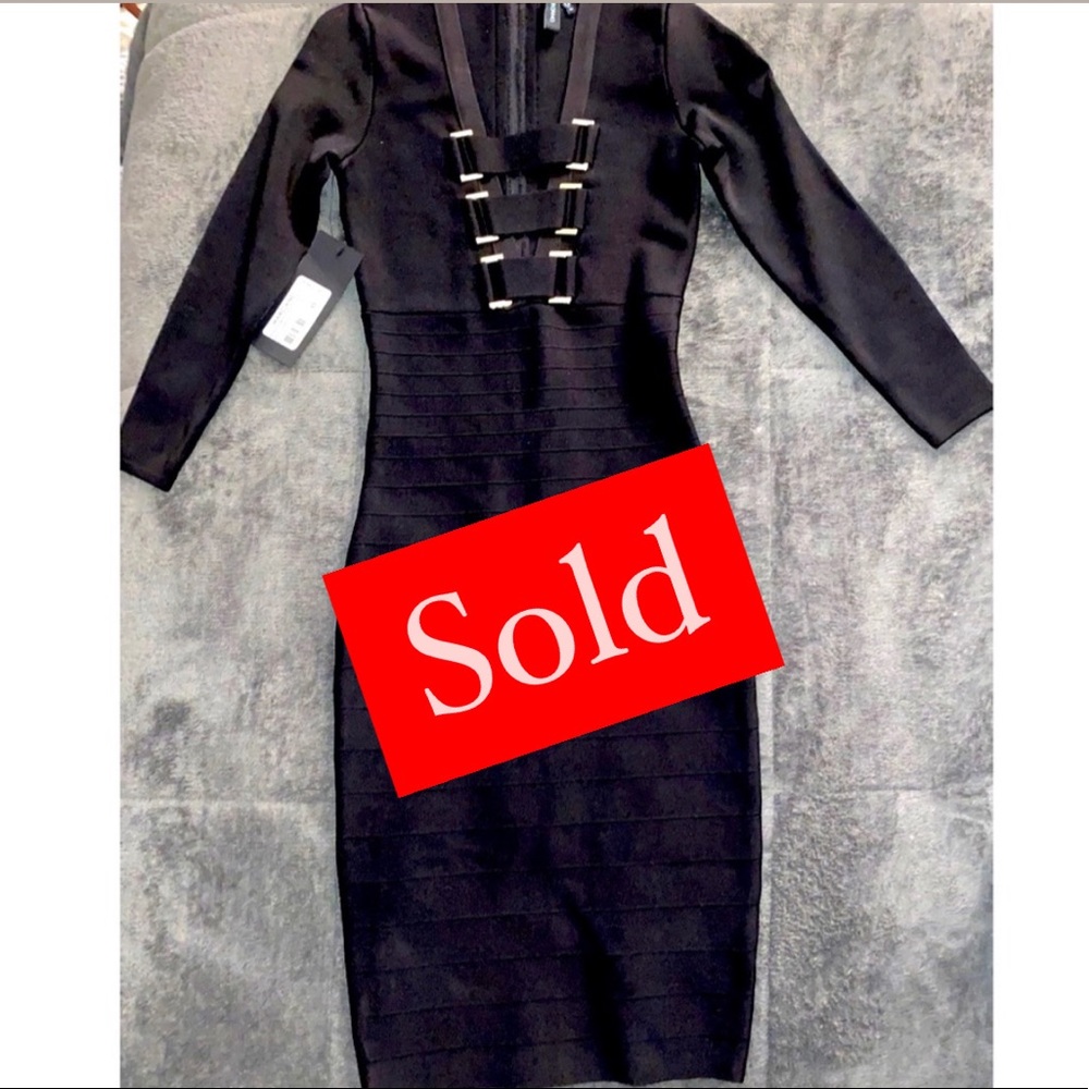 MARCIANO Long Sleeve Midi Bandage Dress